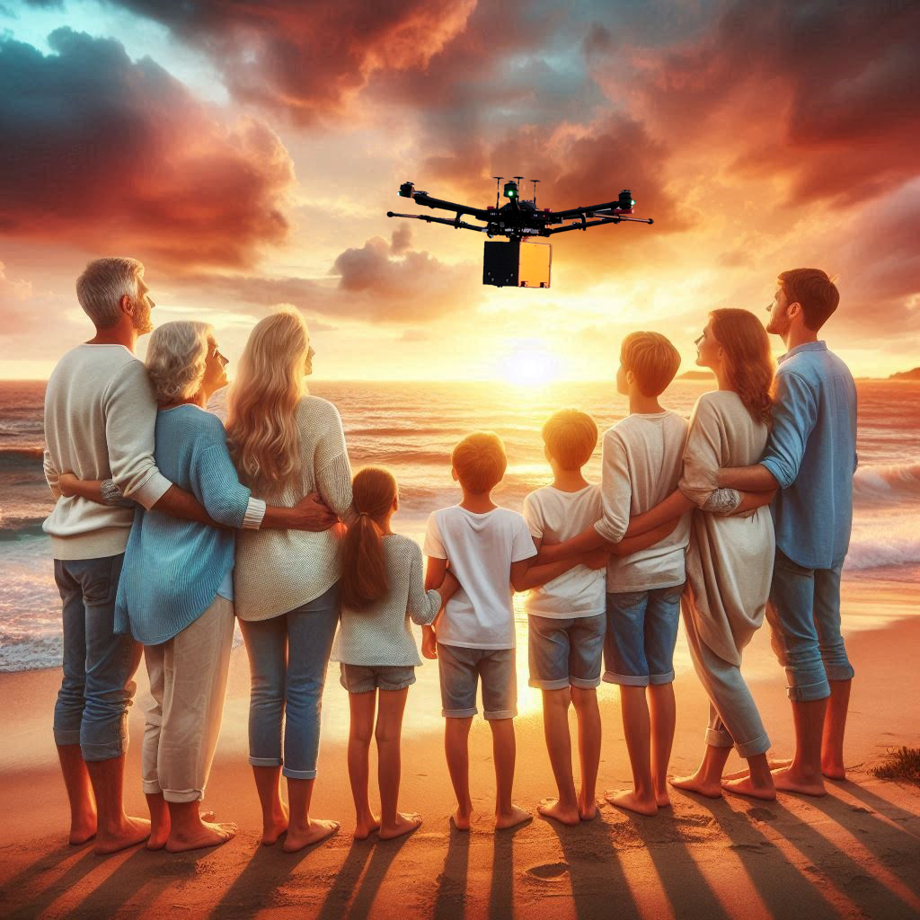 family with drone
